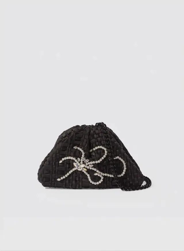 Maria la Rosa Rosmere Mini Clutch Schwarz handgewebt