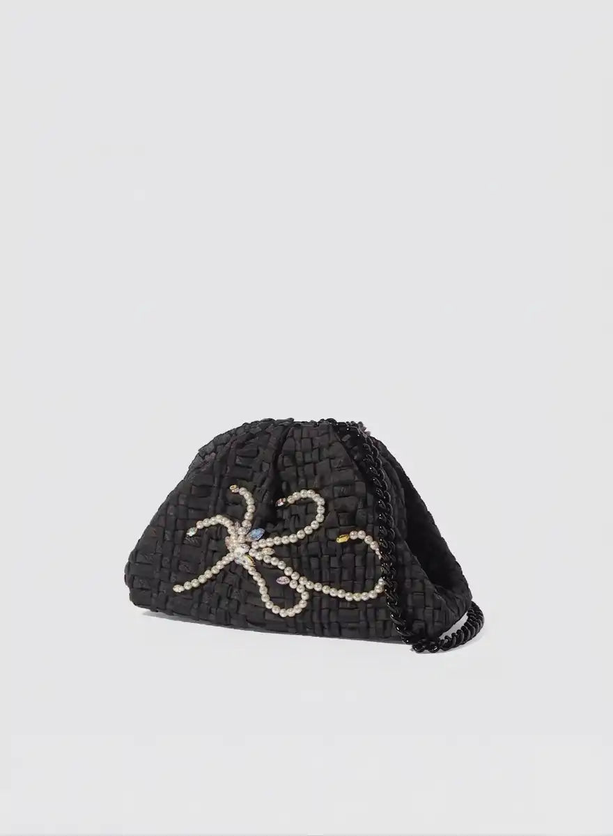 Maria la Rosa Rosmere Mini Clutch Schwarz handgewebt