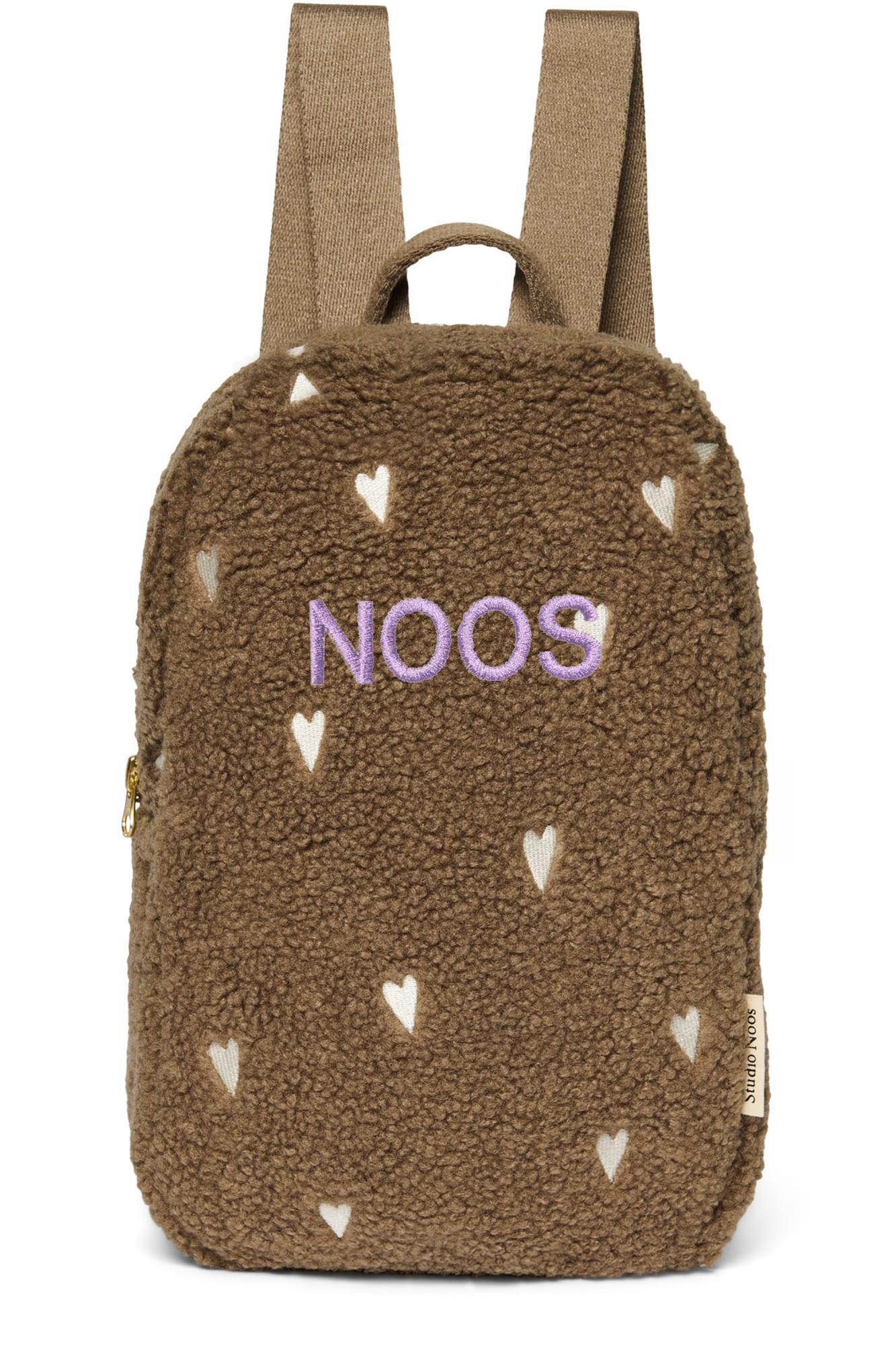Studio Noos Teddy Mini-Rucksack Brown Hearts Kleinkind
