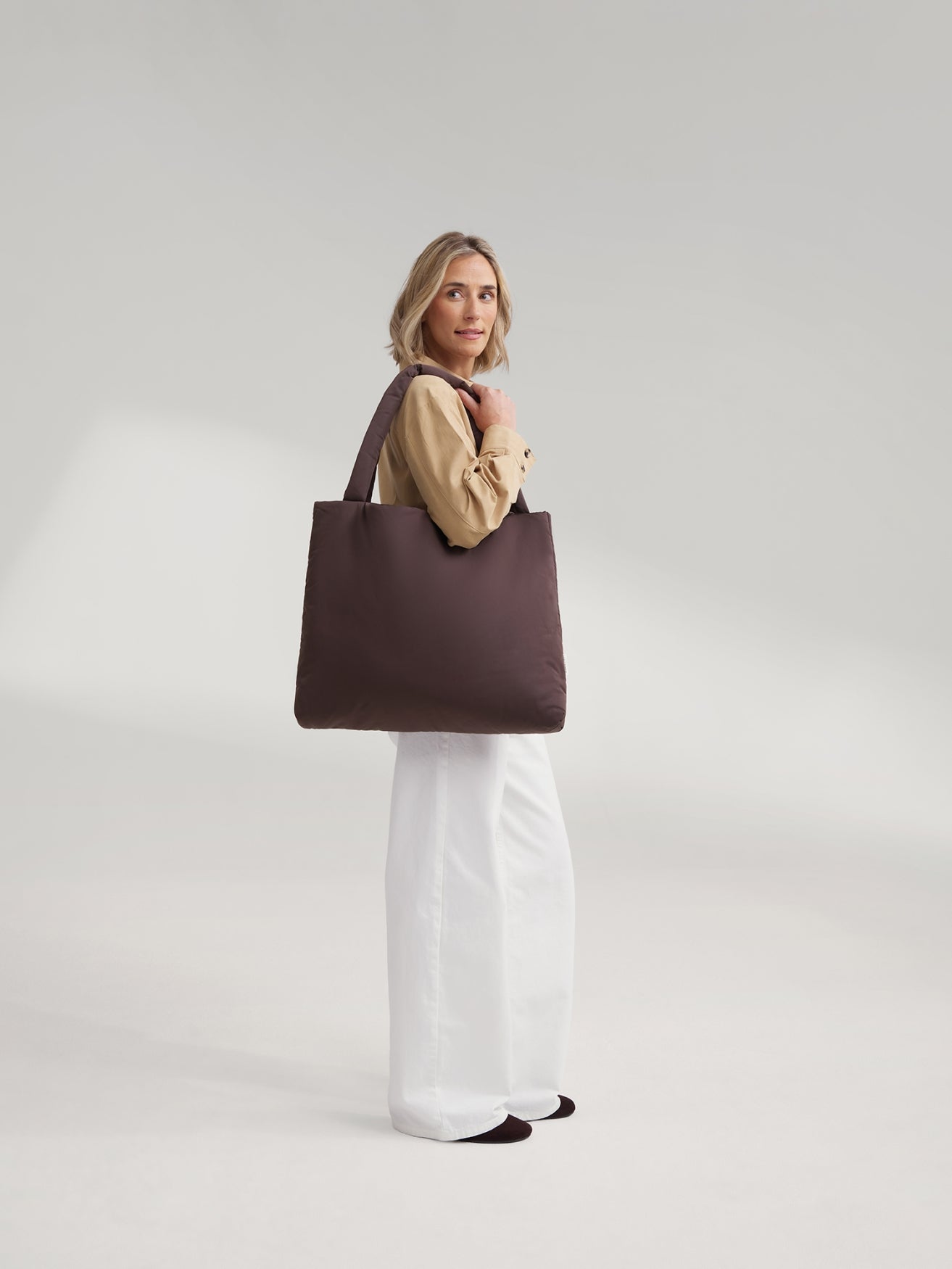 Studio Noos Puffy Mom Bag Shopper Braun Steppstoff