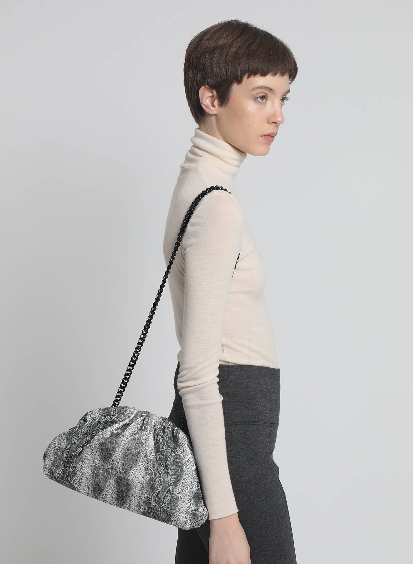 Maria la Rosa Savage Game Bag Clutch Grey Python