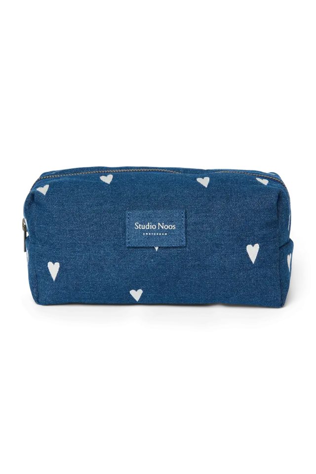 Studio Noos Denim Pouch Täschchen Dark Blue Hearts