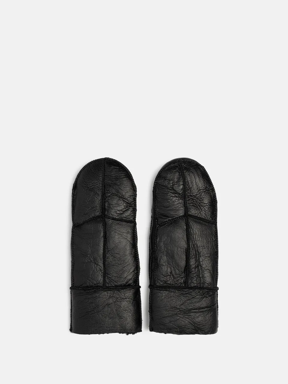 RE:DESIGNED Henny Fäustlinge Schwarz Lammfell Leder