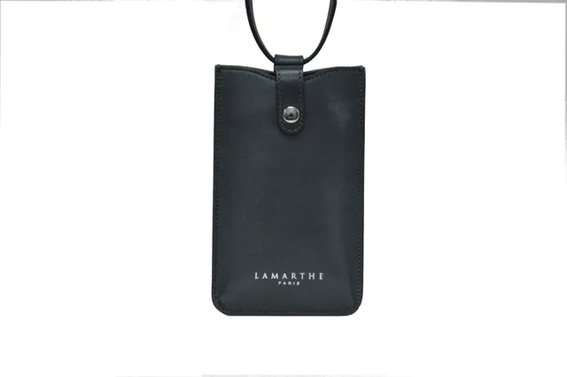Lamarthe Ambre Handytasche Schwarz-Irisee Rindsleder