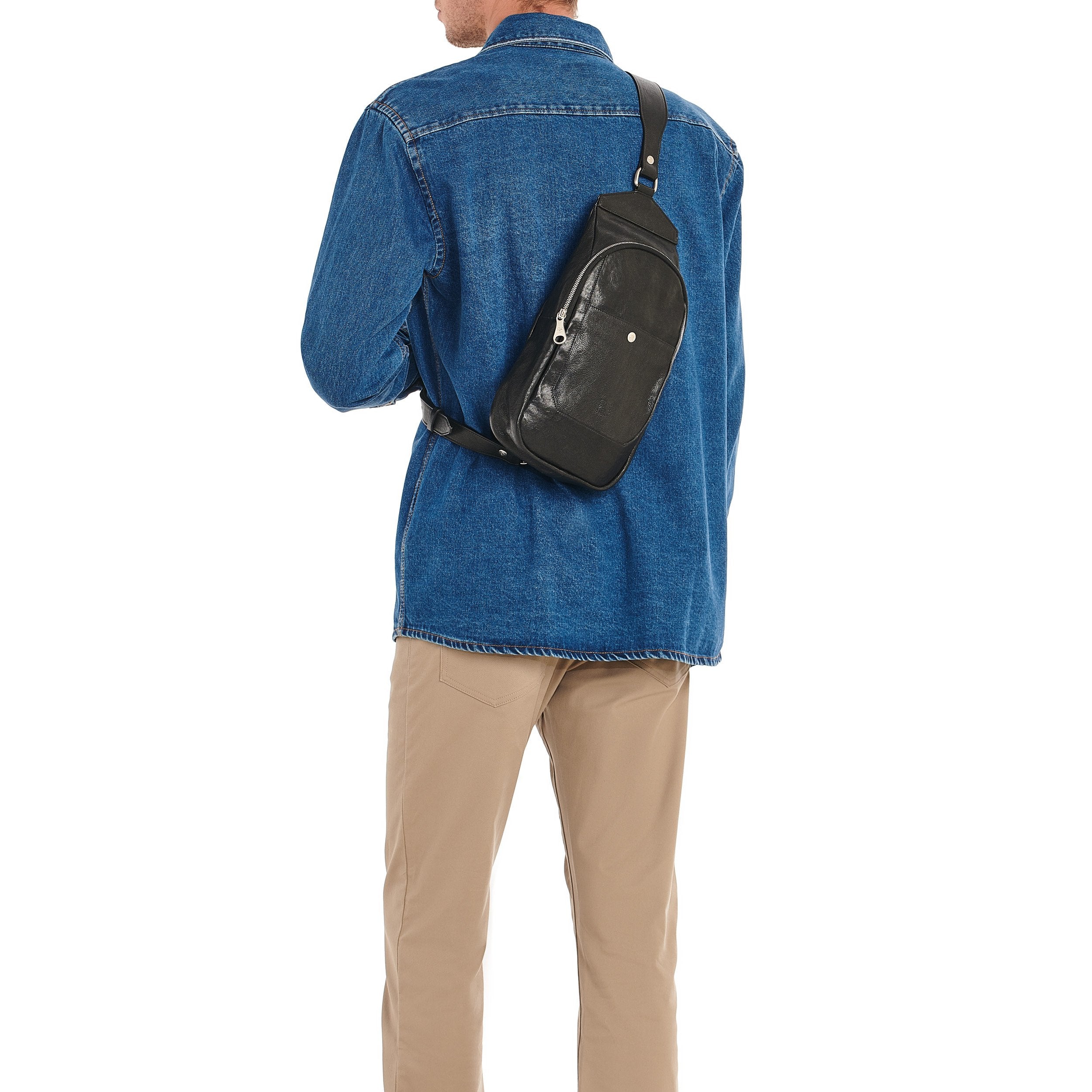 Il Bisonte Cosimo Rucksack Schwarz Einschulter Vollleder