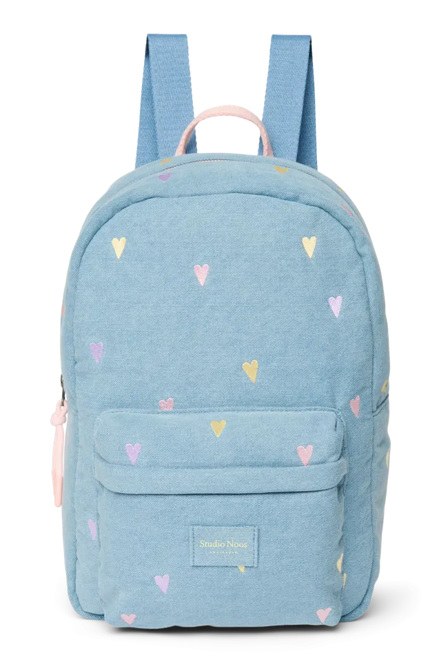 Studio Noos Denim Midi Rucksack Hellblau Herzen Kinder