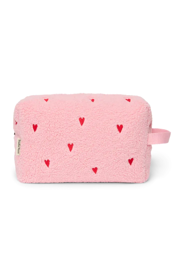Studio Noos Teddy Toiletry Bag Kulturtasche Light Pink Hearts