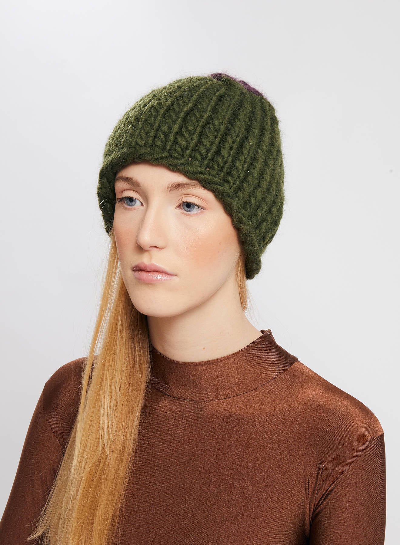 Maria la Rosa Beanie Stripe Mütze Wolle Natural