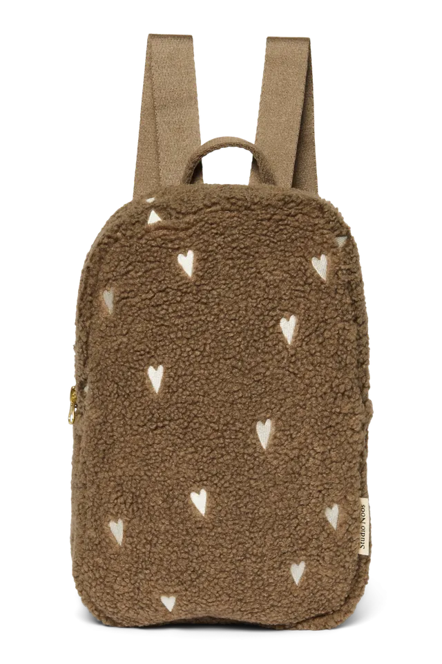 Studio Noos Teddy Mini-Rucksack Brown Hearts Kleinkind