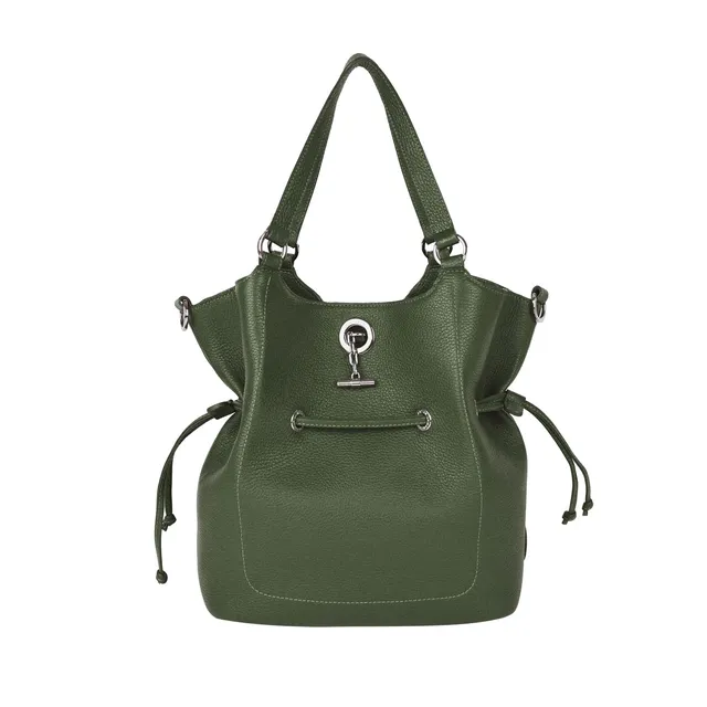 Lamarthe Paris Schultertasche M Vollleder Khaki Grün
