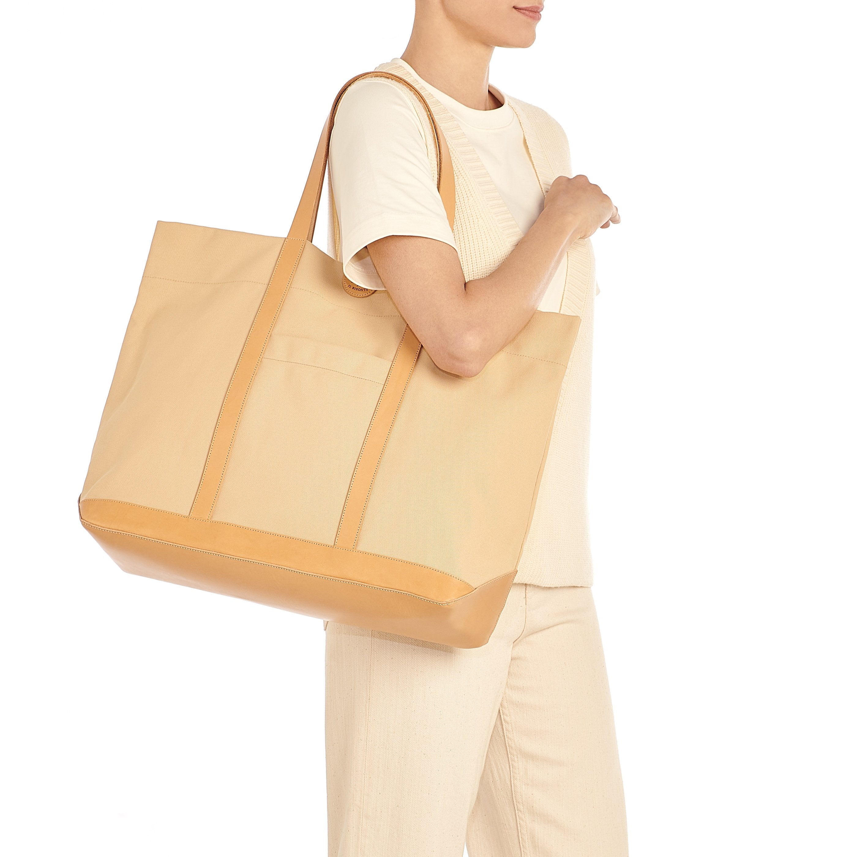 Il Bisonte Shopper Stoff Natur Leder Pouch