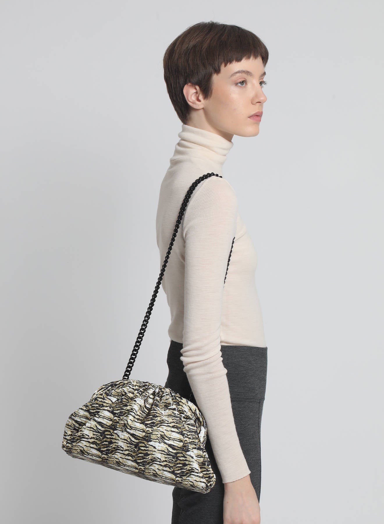 Maria la Rosa Tigress Game Bag Clutch Grün Tigerprint