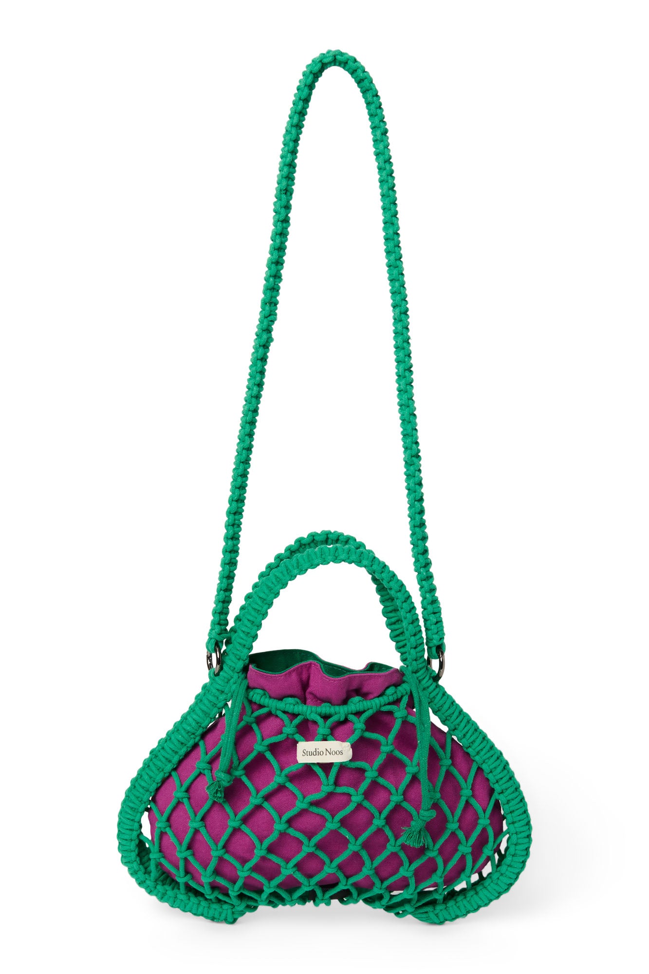 Studio Noos Makramee Mini Handtasche Grün Wende-Inlay