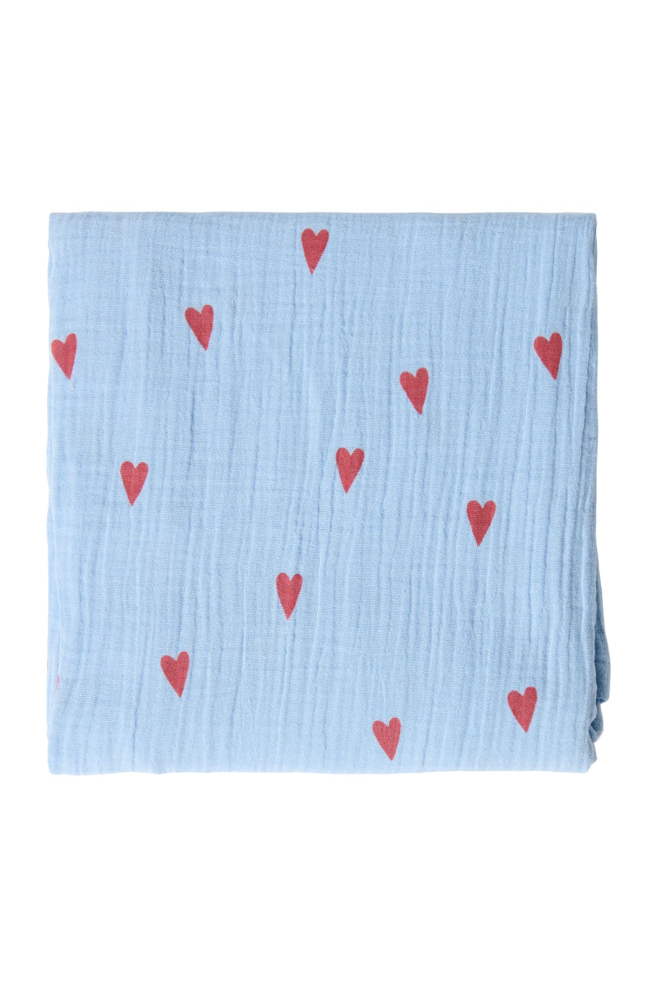 Studio Noos Swaddle Print Large Spucktuch Hellblau Herzen