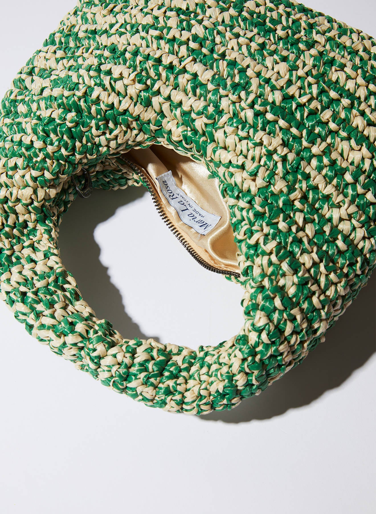 Maria la Rosa Nana WBS25.9 Hobo Tasche Grün Rost Raffia