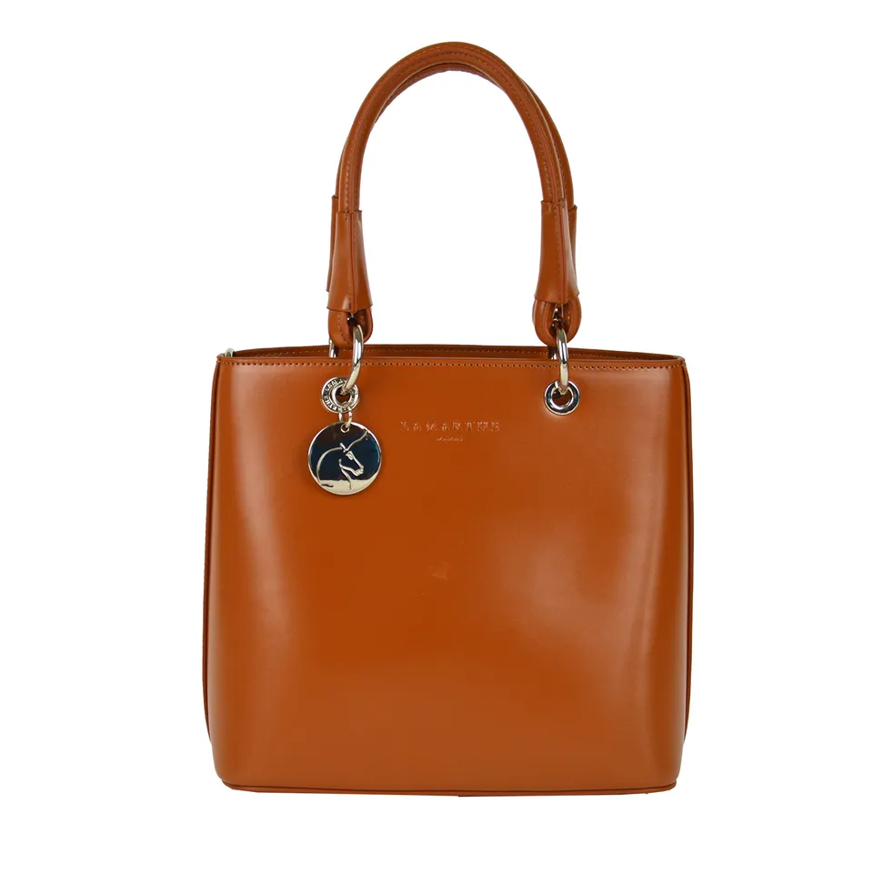 Lamarthe Caprice Handtasche Cognac Spaltleder 24 cm