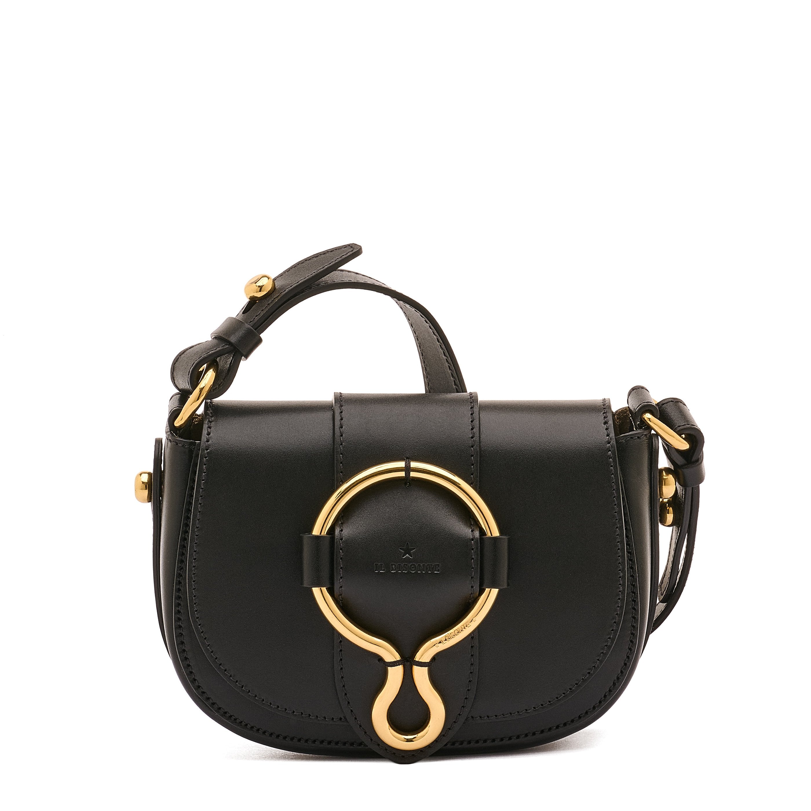 Il Bisonte Consuelo Handtasche Leder schwarz abnehmbarer Riemen
