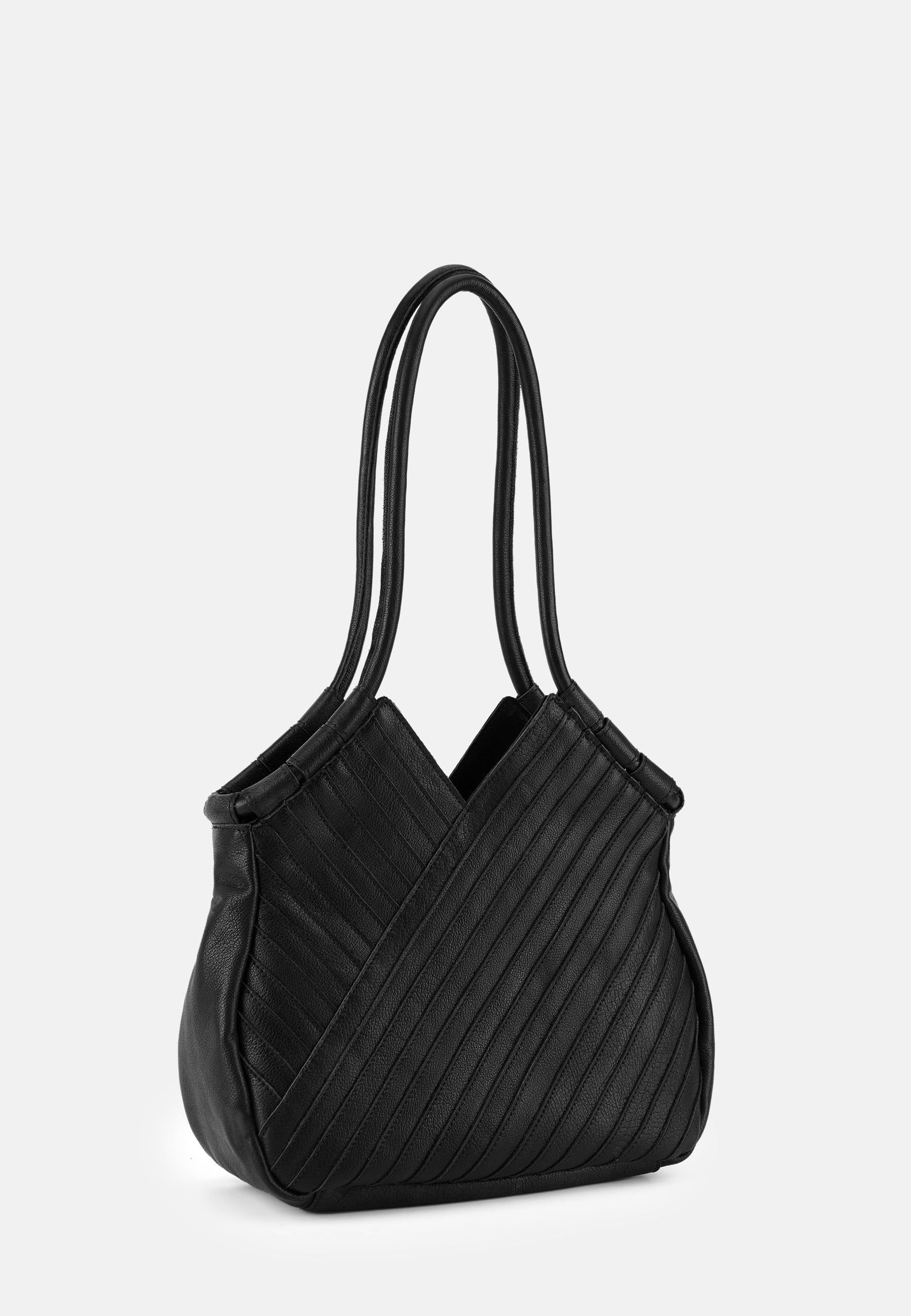 FREDsBRUDER Criss-Cross Hobo Tasche schwarz genarbtes Leder