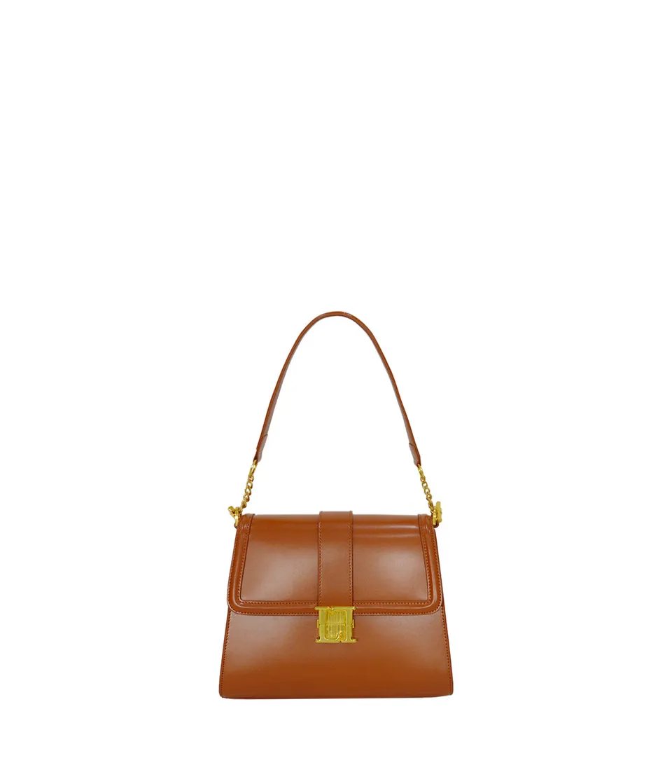 Lamarthe Bella Schultertasche Cognac Spaltleder