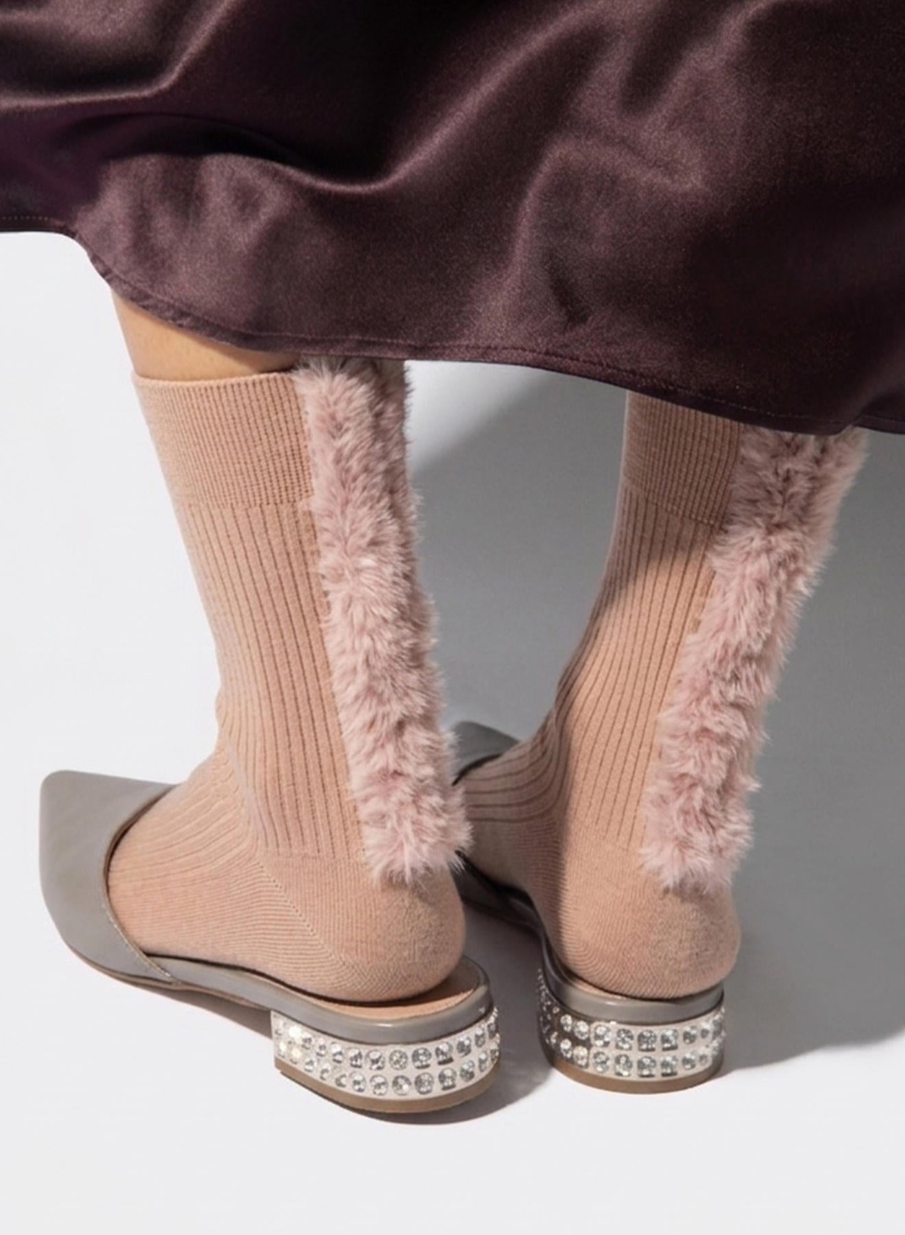 Maria la Rosa Saint Moritz Socken Natural Fellrand