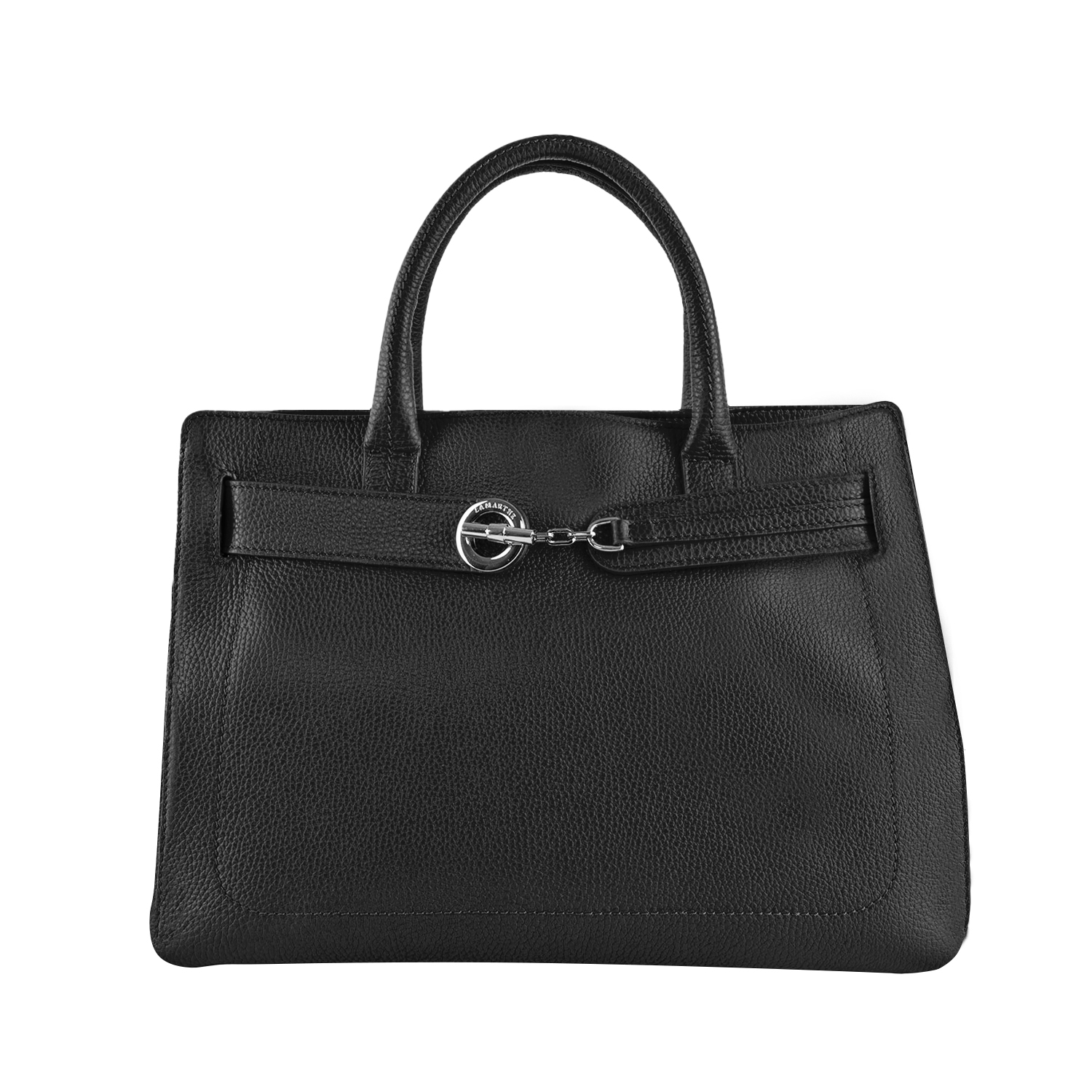 Lamarthe Paris Handtasche Schwarz Vollleder 38 cm