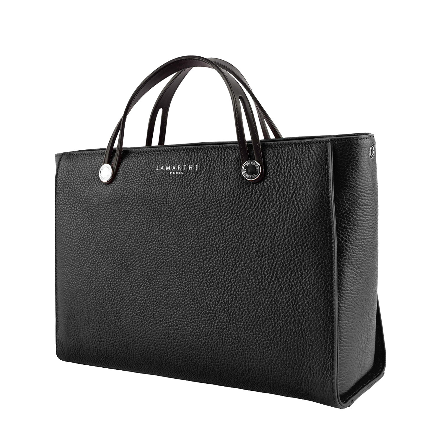 Lamarthe Fidele Handtasche Leder Schwarz Vollleder