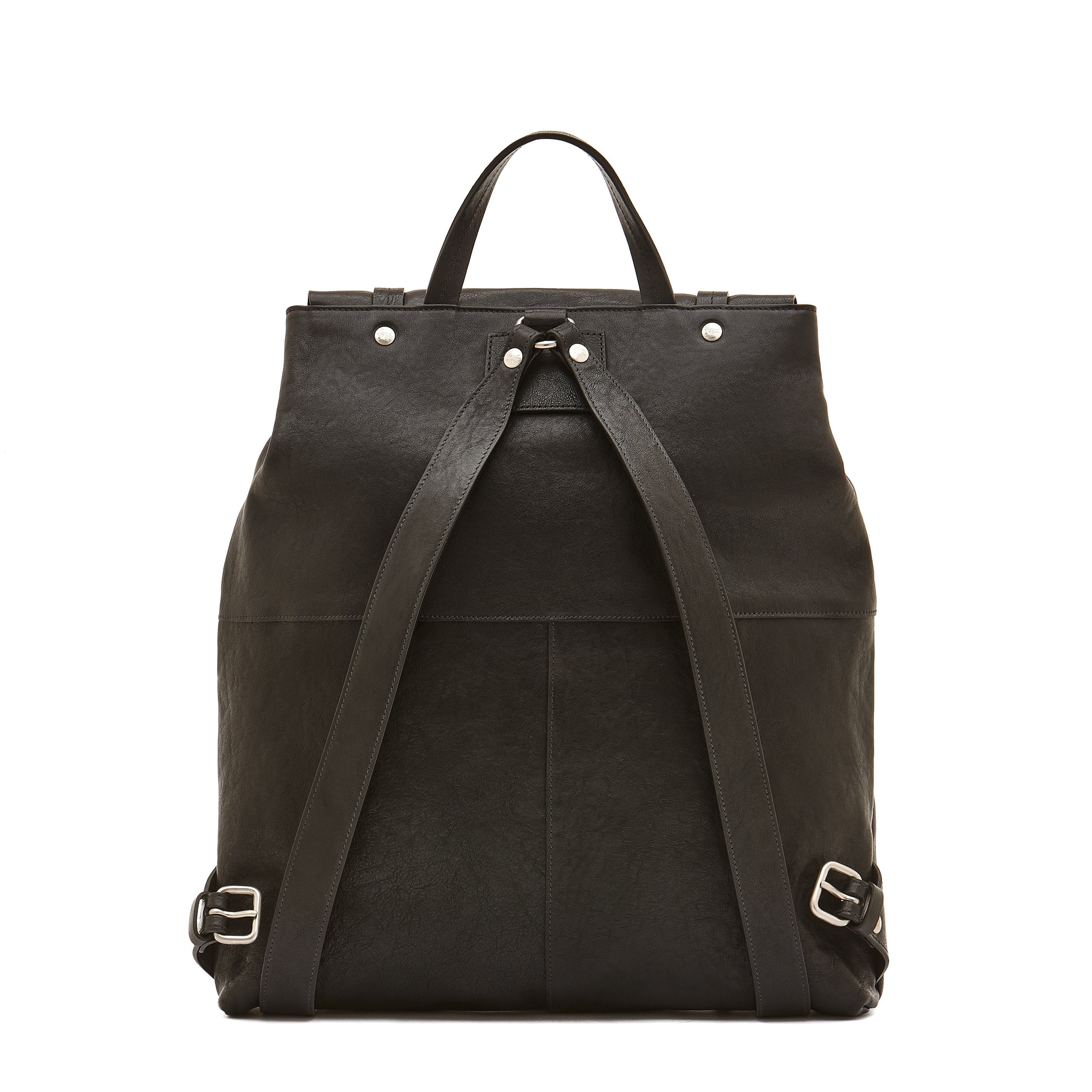 Il Bisonte Trappola Rucksack Schwarz Vollleder