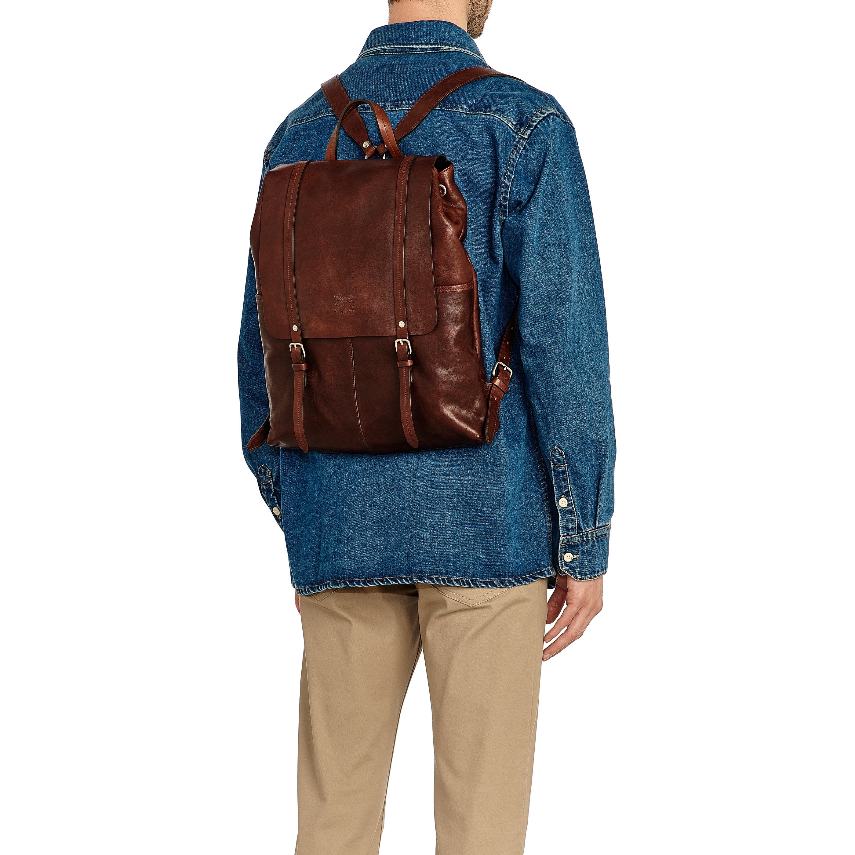 Il Bisonte Trappola Rucksack Caffè Vollleder Herren