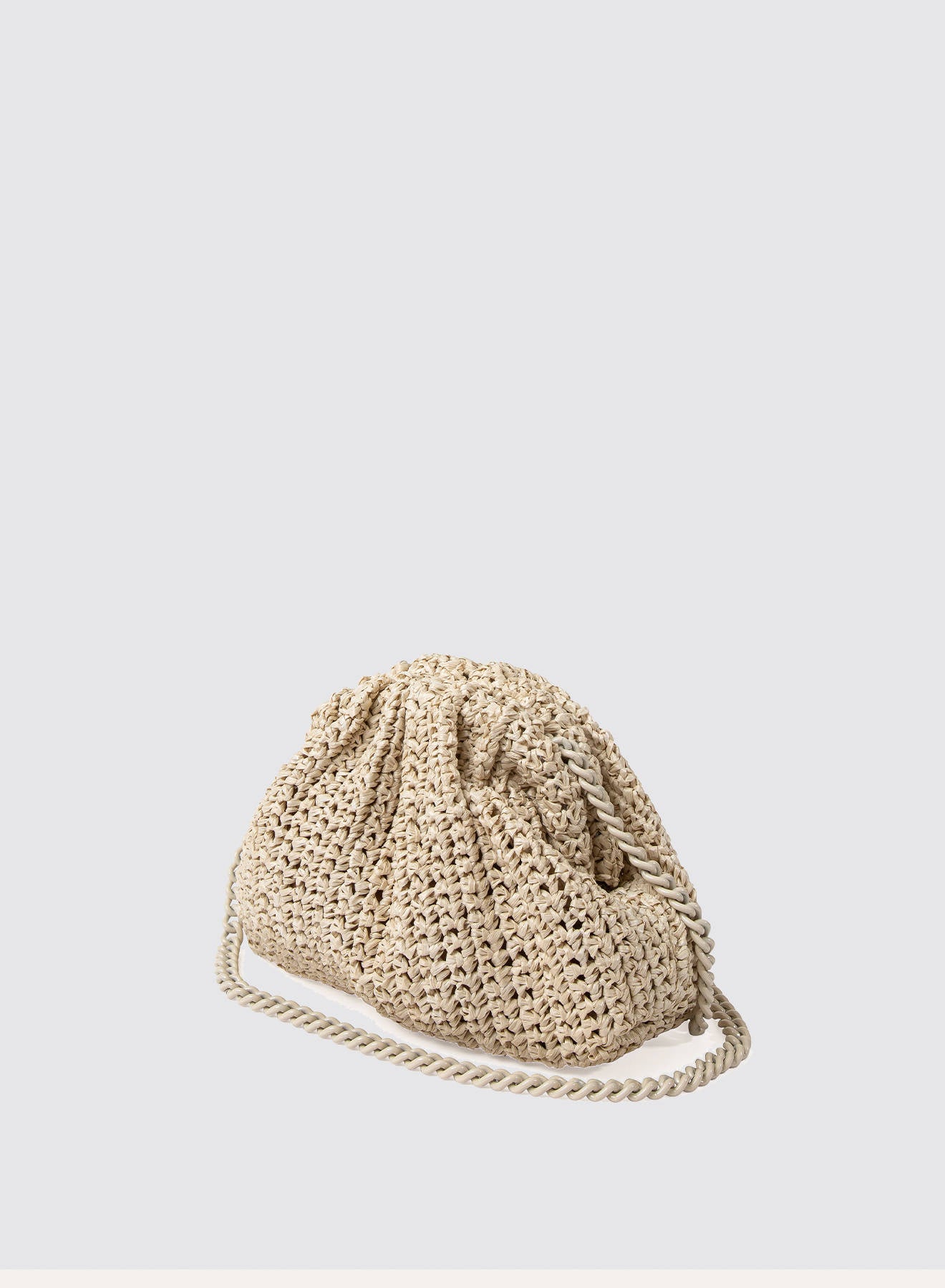 Maria la Rosa Mini Game Bag Crochet Clutch Ecru Raffia