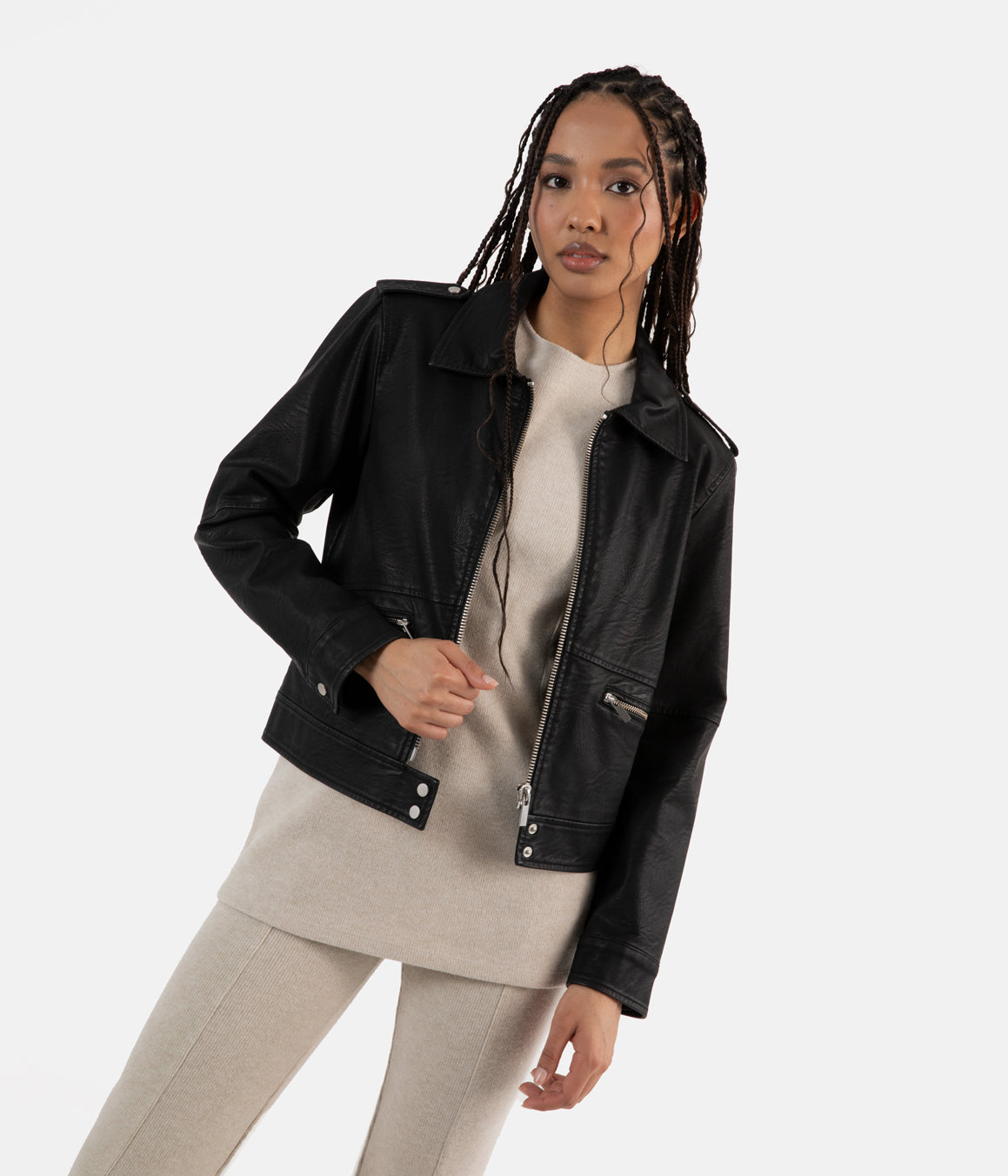 Matt & Nat VAUGHN Jacke schwarz veganes Leder