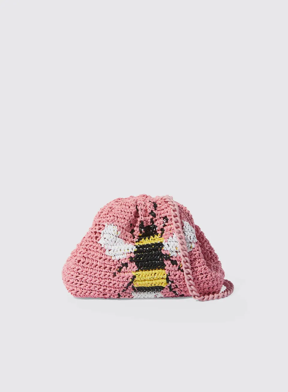 Maria la Rosa Bee Mini Crochet Clutch Pink 22cm