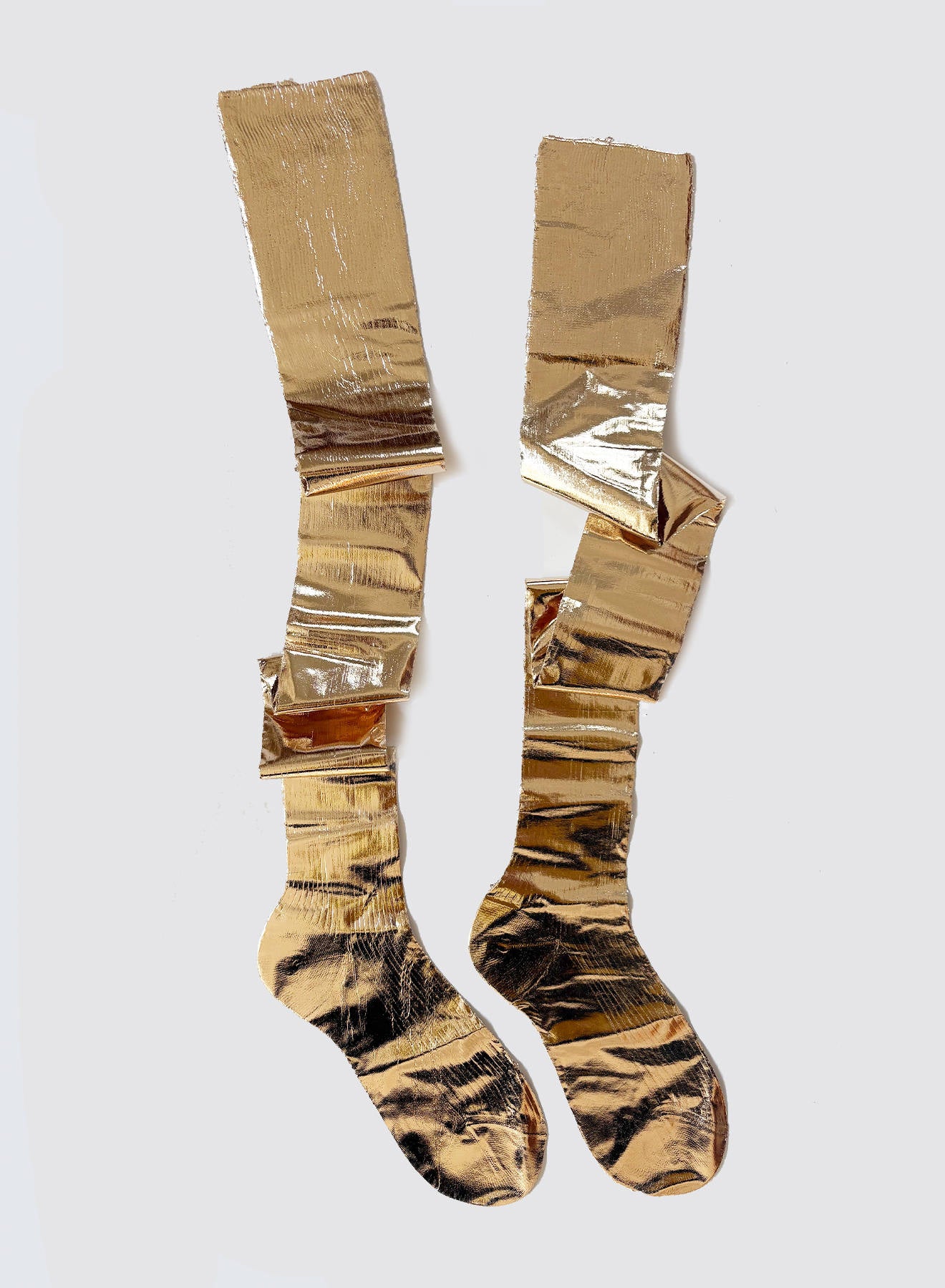 Maria la Rosa Overknee Socken Silver Seide Damen