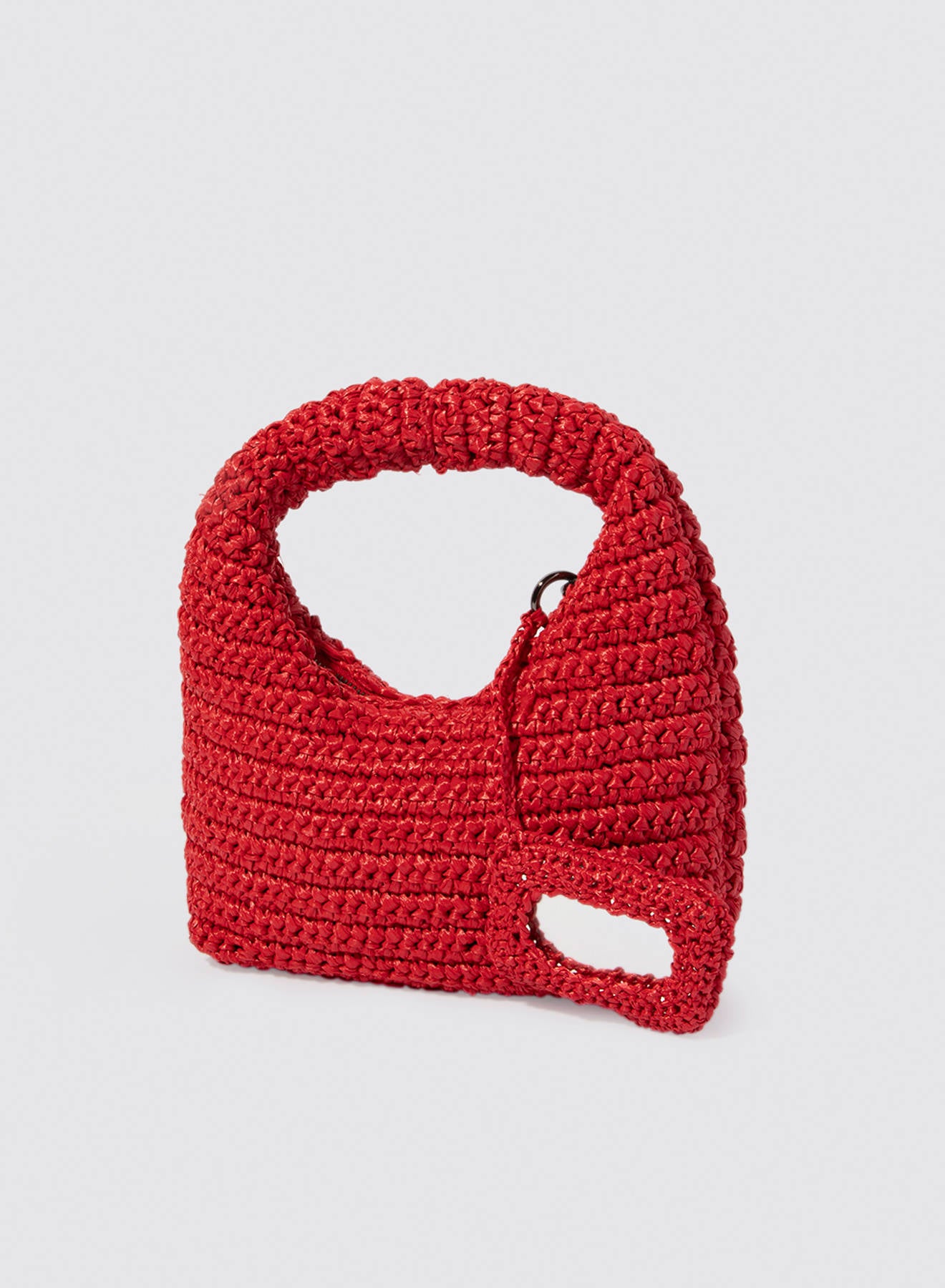 Maria la Rosa Nana Solid Hobo Tasche Rot Raffia