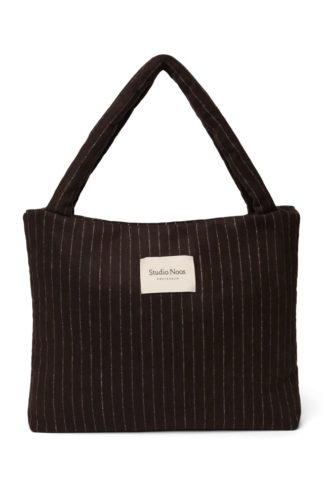 Studio Noos Flannel Chalkstripe Mom Bag Shopper Braun Flanell