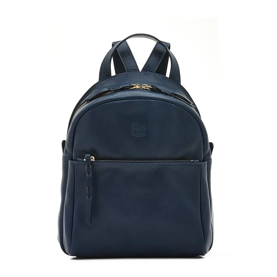 Il Bisonte Lungarno Rucksack Blau Damen Vollleder