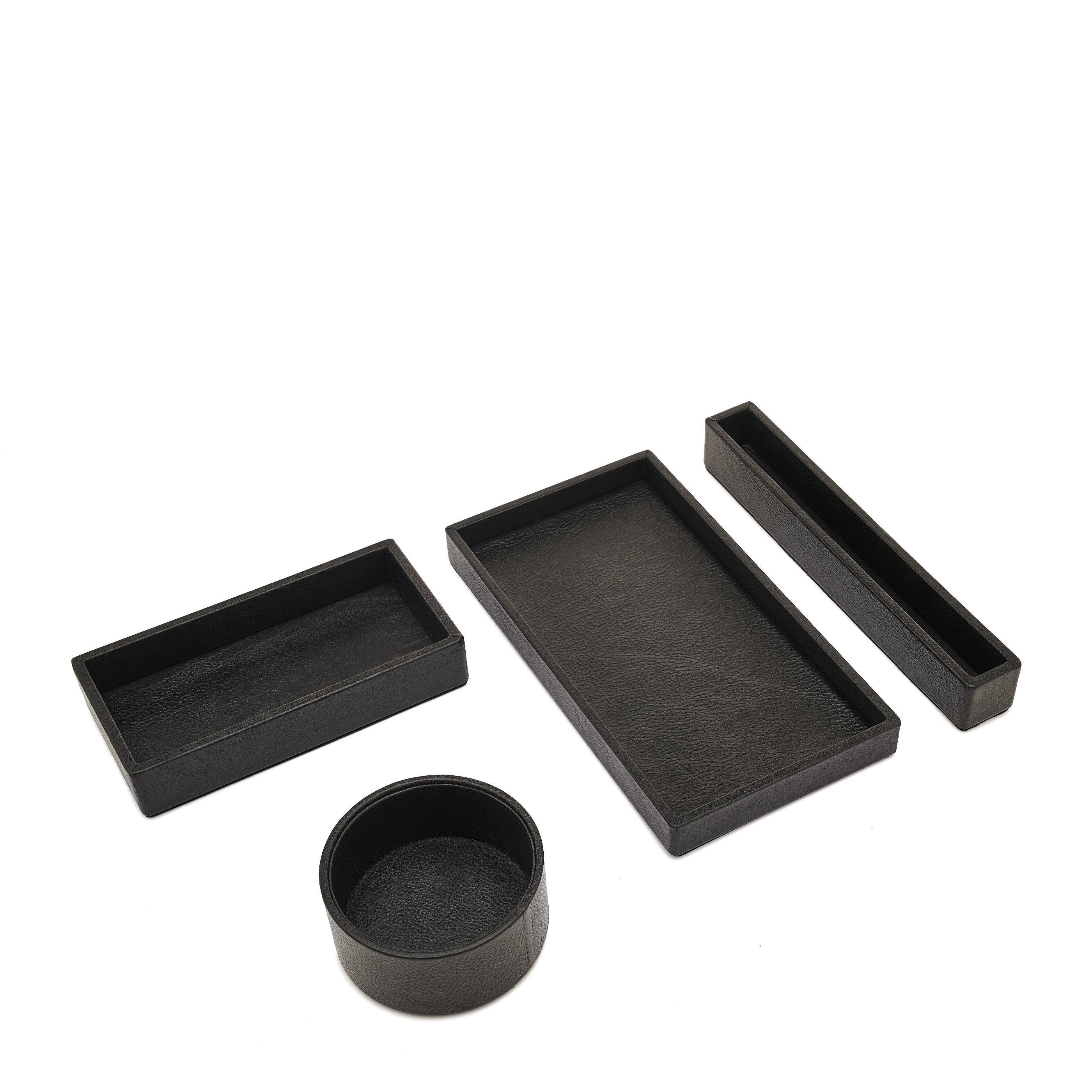 Il Bisonte Home Canteen Tray Tablett Schwarz Leder Holz