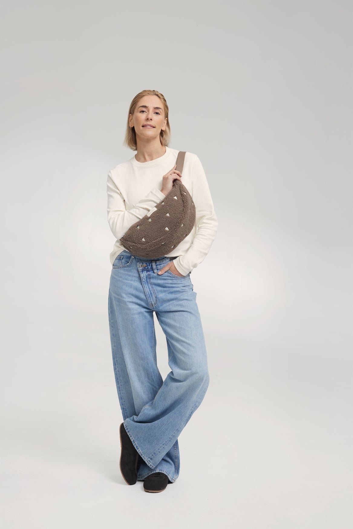 Studio Noos Teddy Bauchtasche Braun Herzen Damen