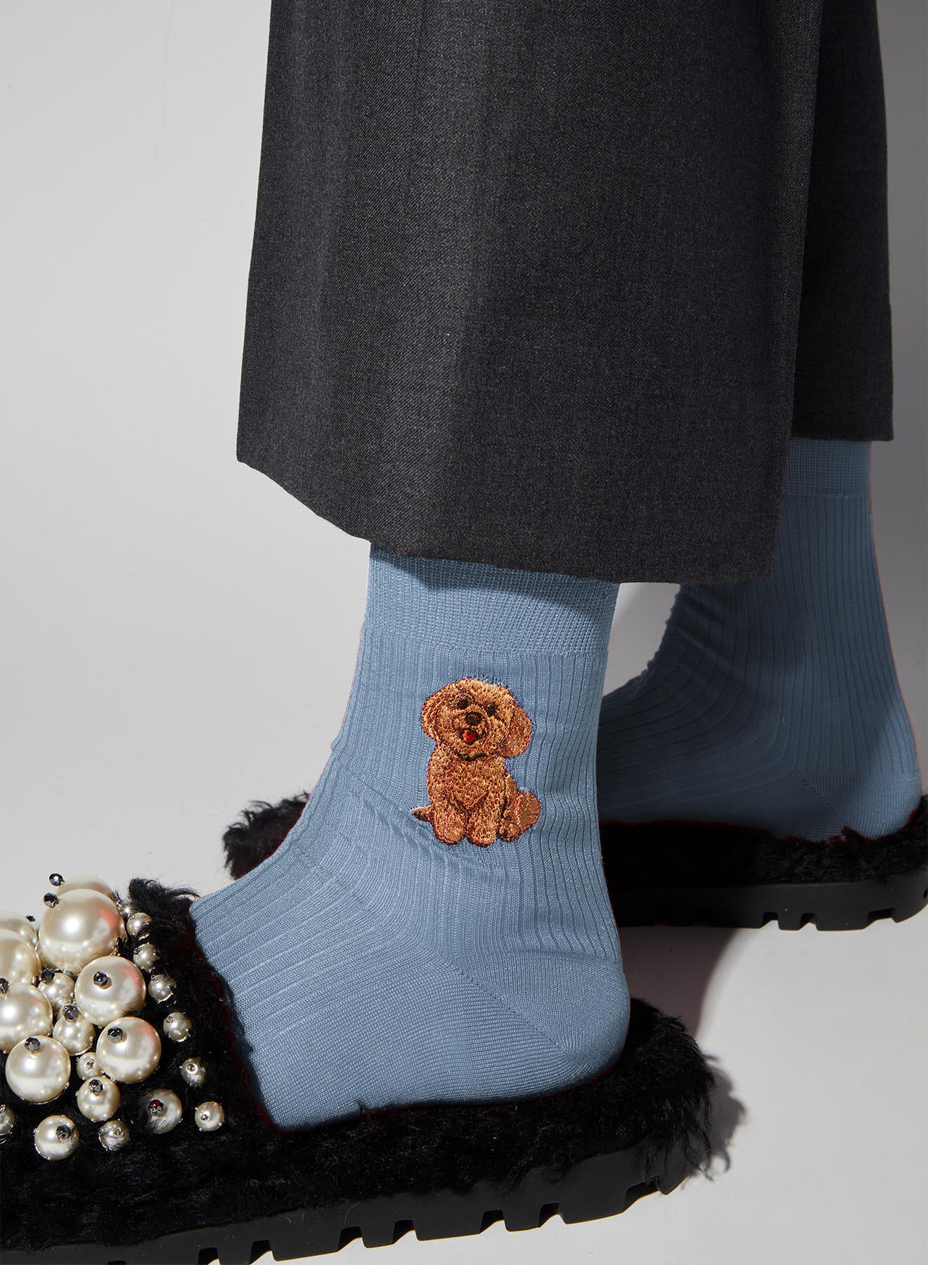 Maria la Rosa Toy Dog Socken Perlino Seide Stick