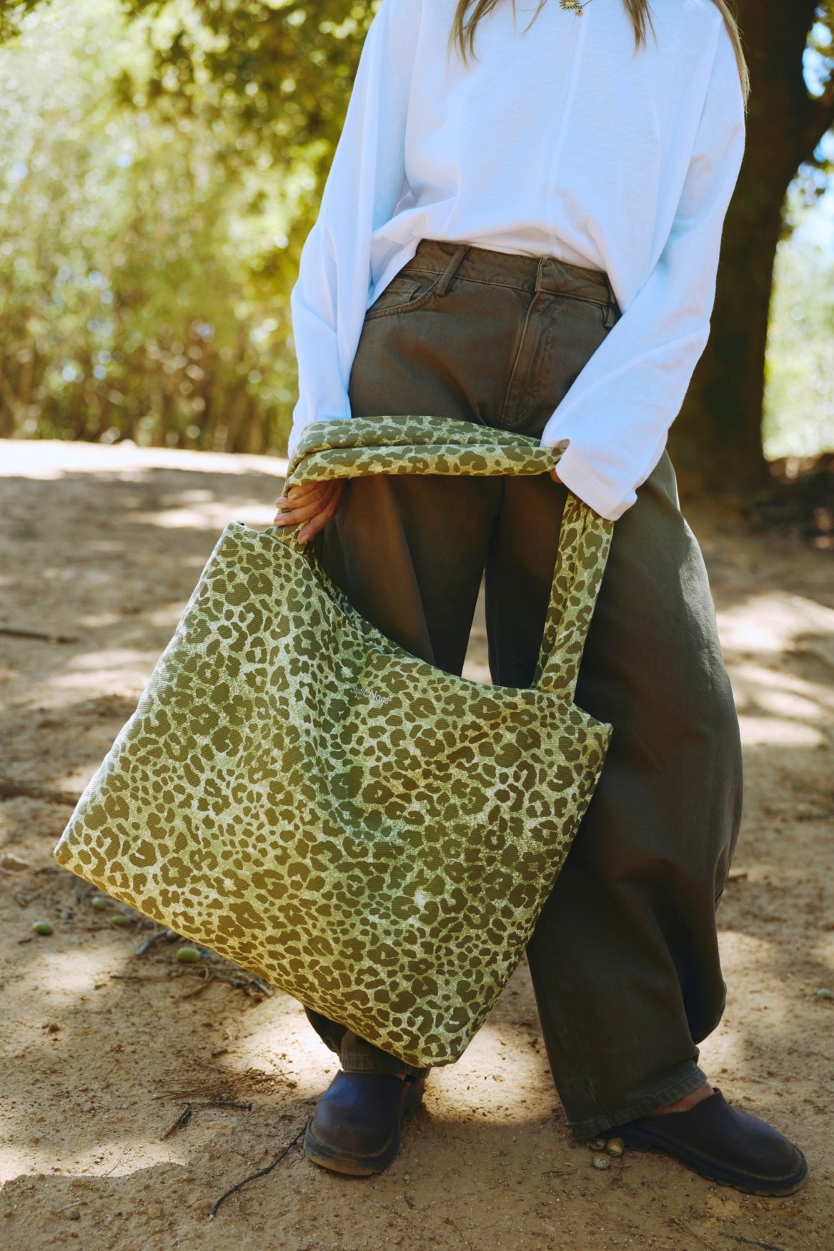 Studio Noos Cotton Mom Bag Shopper Green Leopard