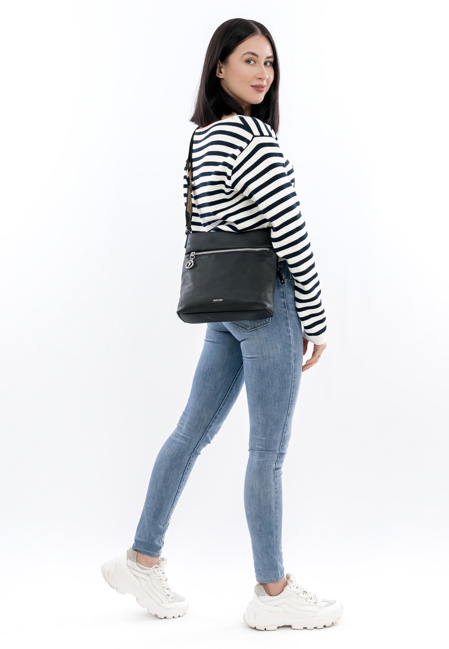 SURI FREY Patsy Crossover Bag Umhängetasche Schwarz Perforation