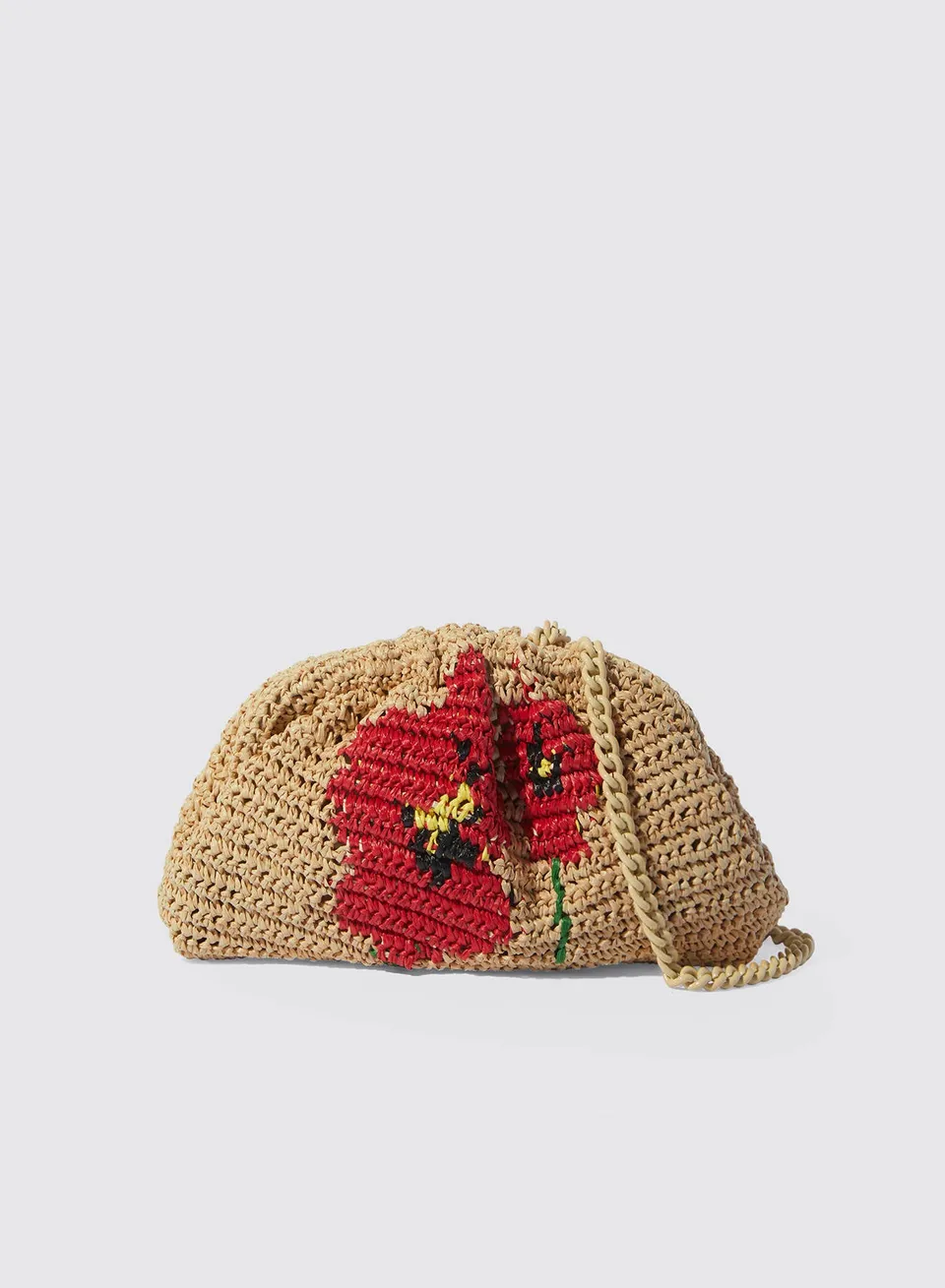 Maria la Rosa Poppy Crochet Clutch Natural Mohn