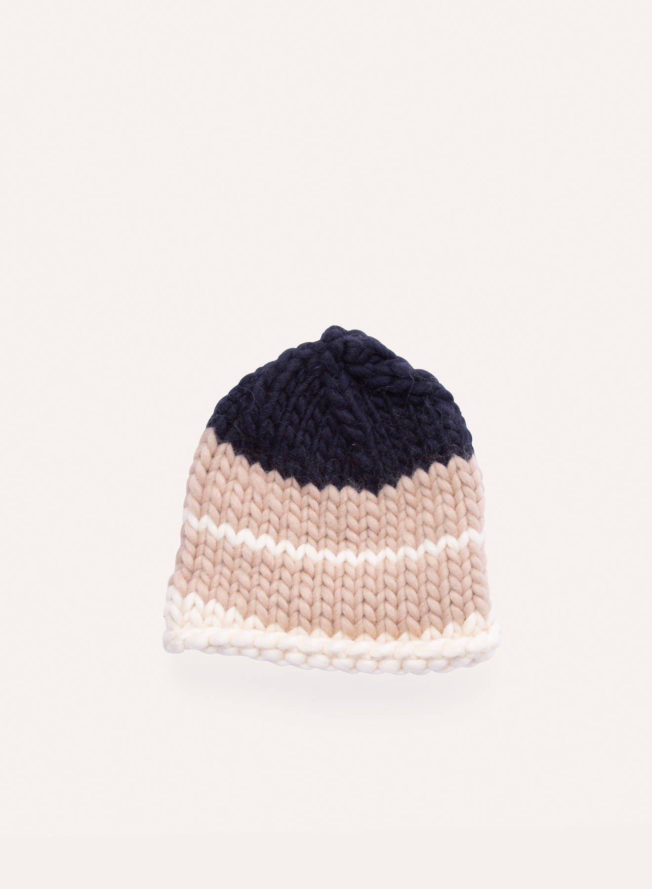 Maria la Rosa Beanie Stripe Mütze Wolle Natural