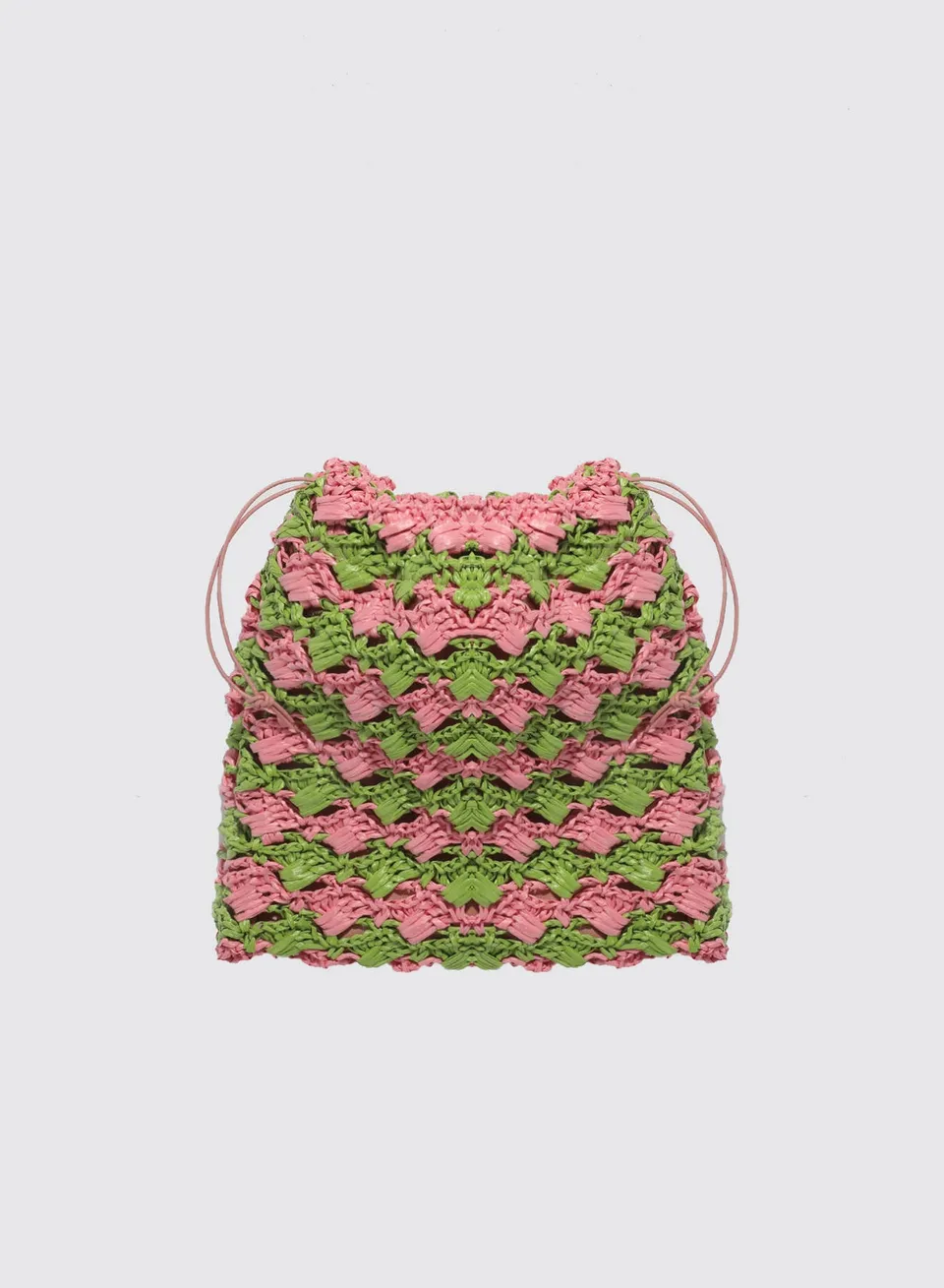 Maria la Rosa Crochet Lace Pouch Beutel Natural Häkel-Rafia