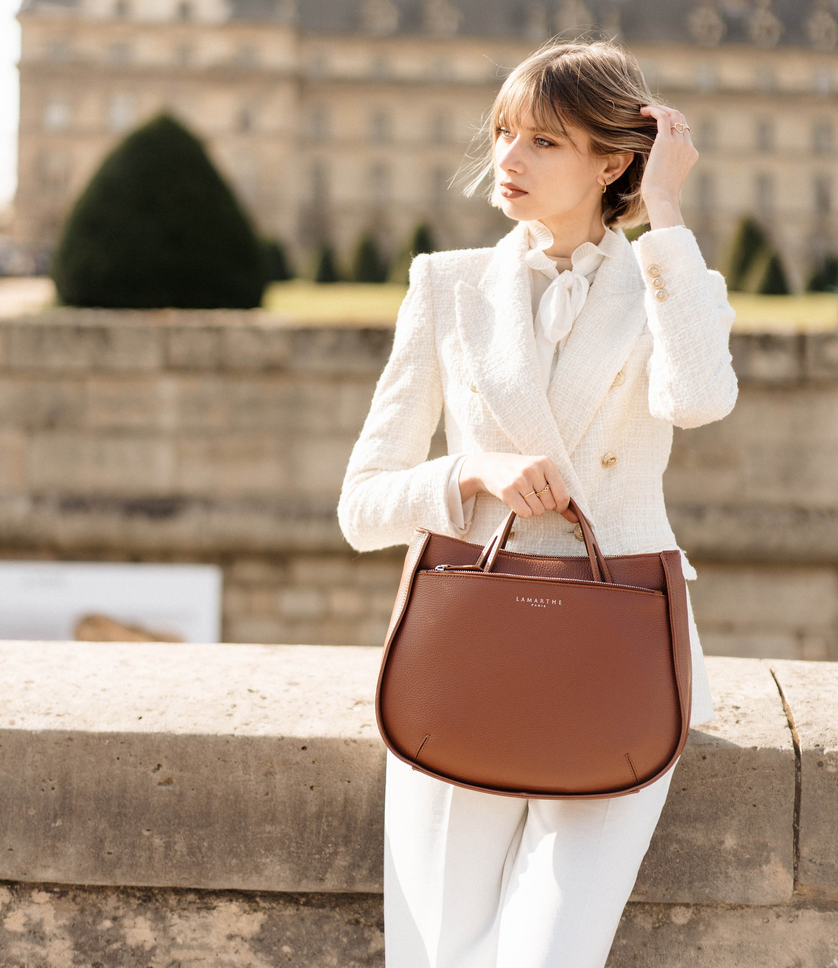 Lamarthe Fidèle Handtasche M Cognacbraun Rindsleder
