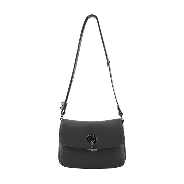 Lamarthe Paris Umhängetasche Leder Schwarz Vollleder