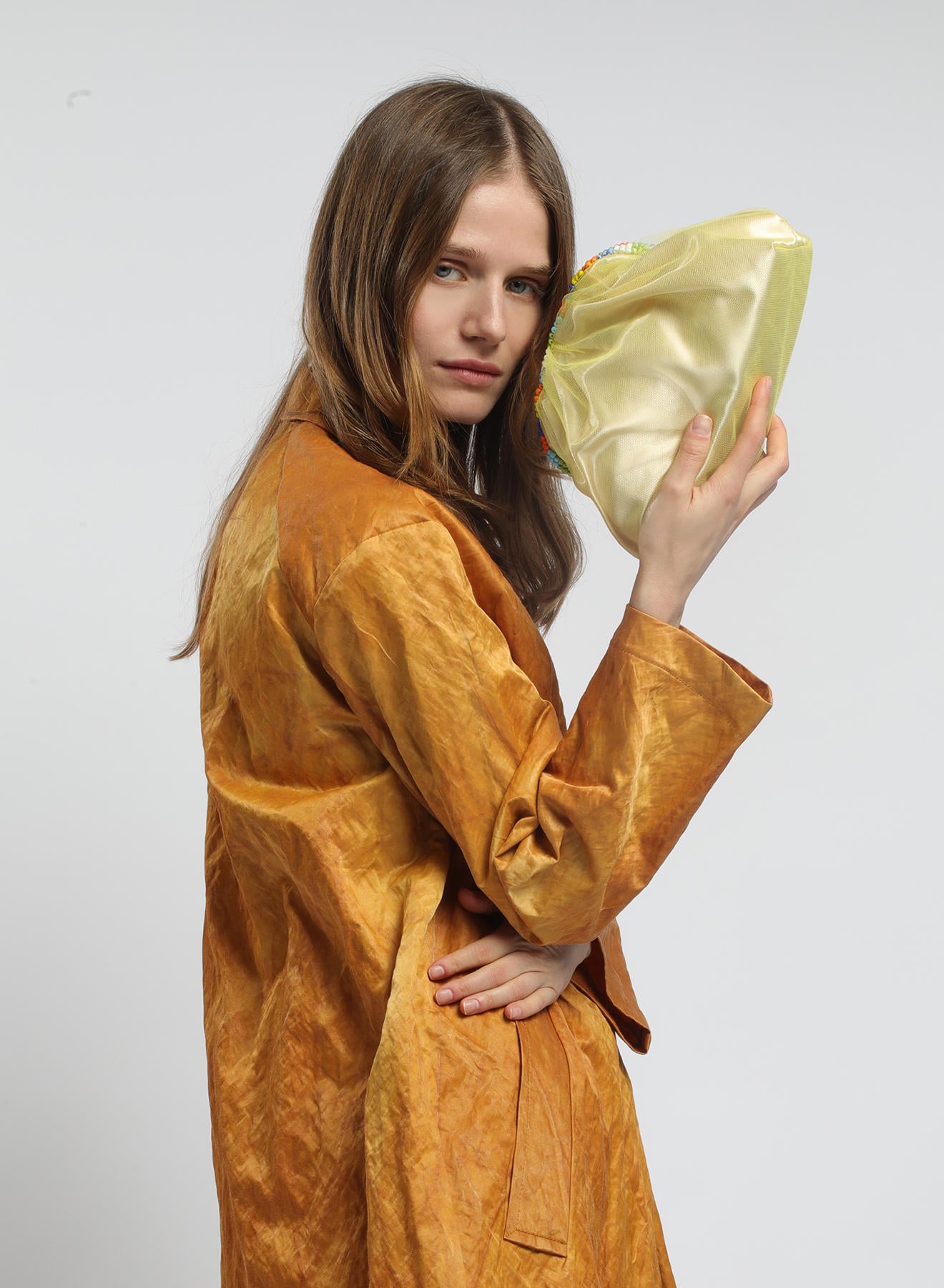 Maria la Rosa Ballet Mini Bag Baby Yellow Satin Clutch
