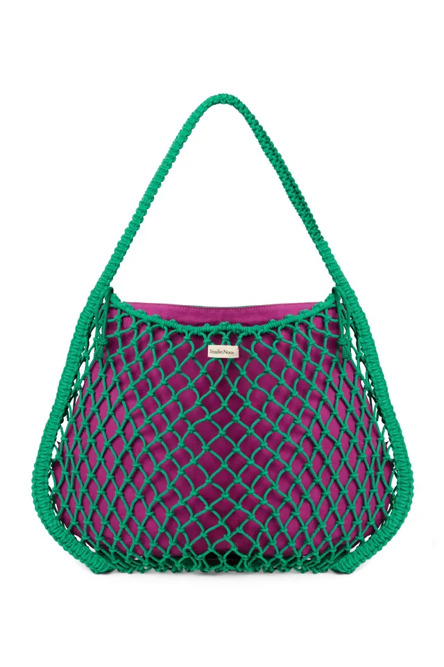 Studio Noos Macrame Mom Bag Strandtasche Grün Wende-Inlet