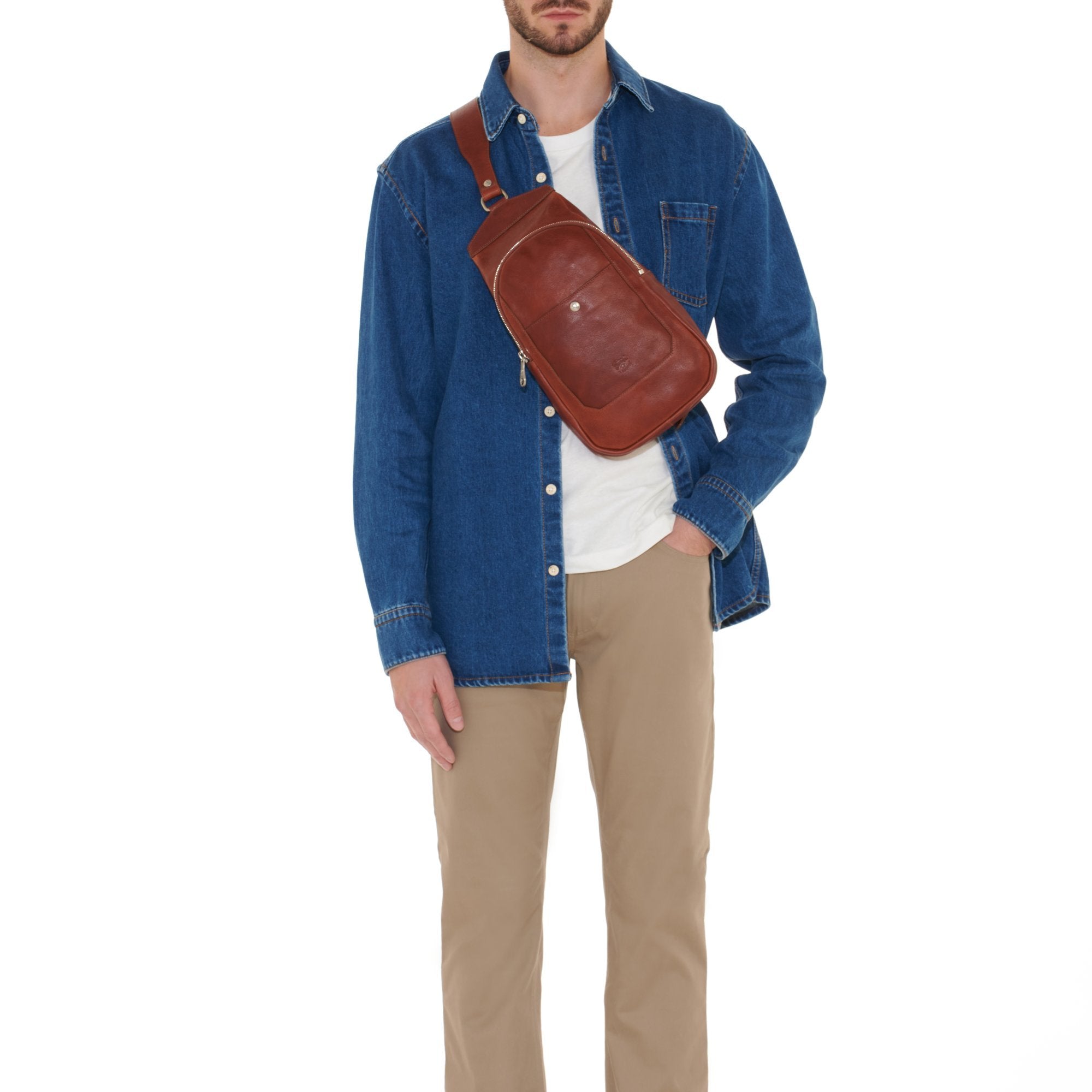 Il Bisonte Cosimo Sling-Rucksack Sepia Vintage-Rindsleder