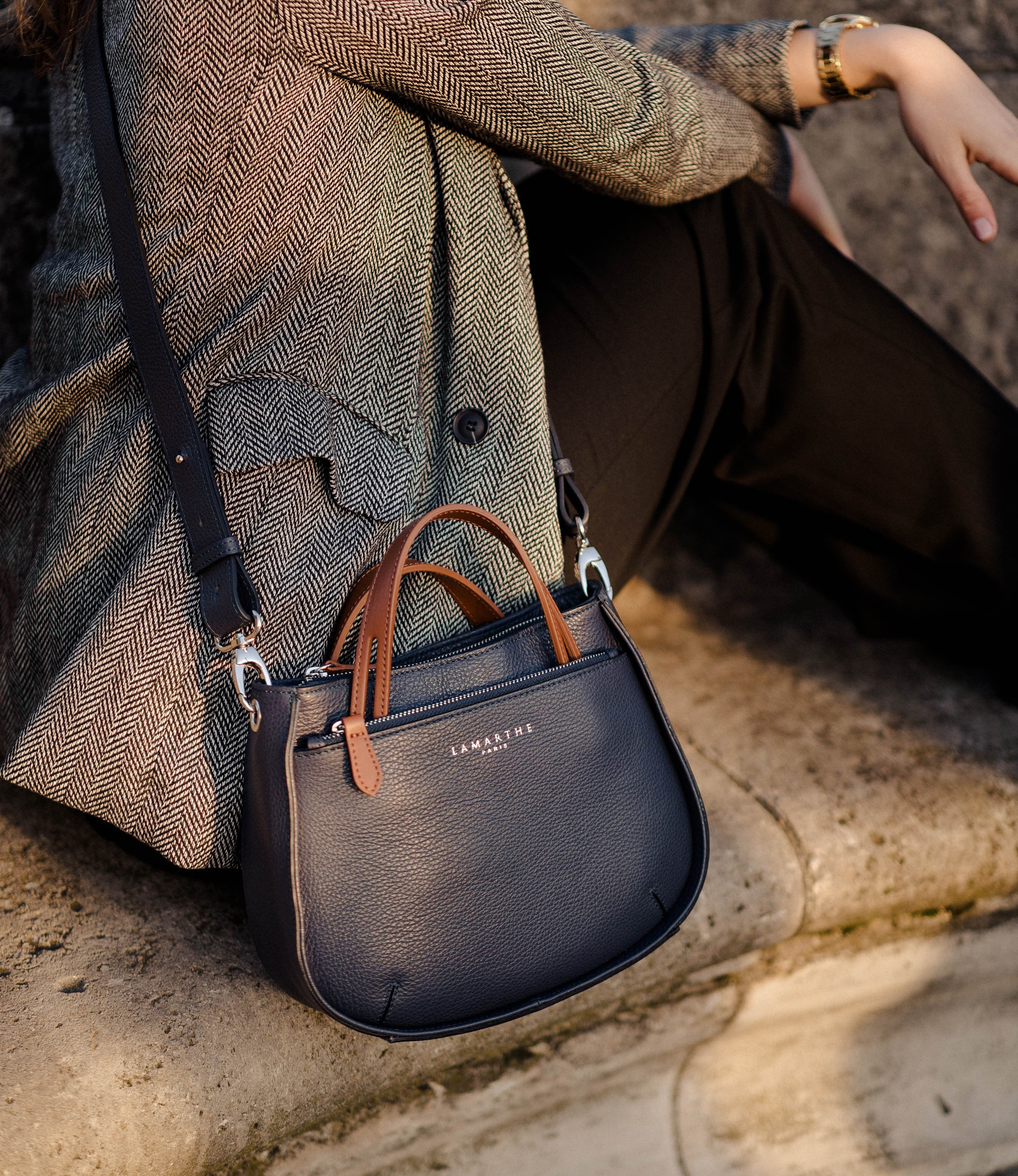 Lamarthe Fidèle S Umhängetasche Navy Vollleder