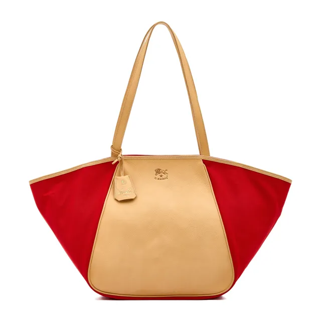 Il Bisonte Archive 1970 Shopper Rot Natur Stoff